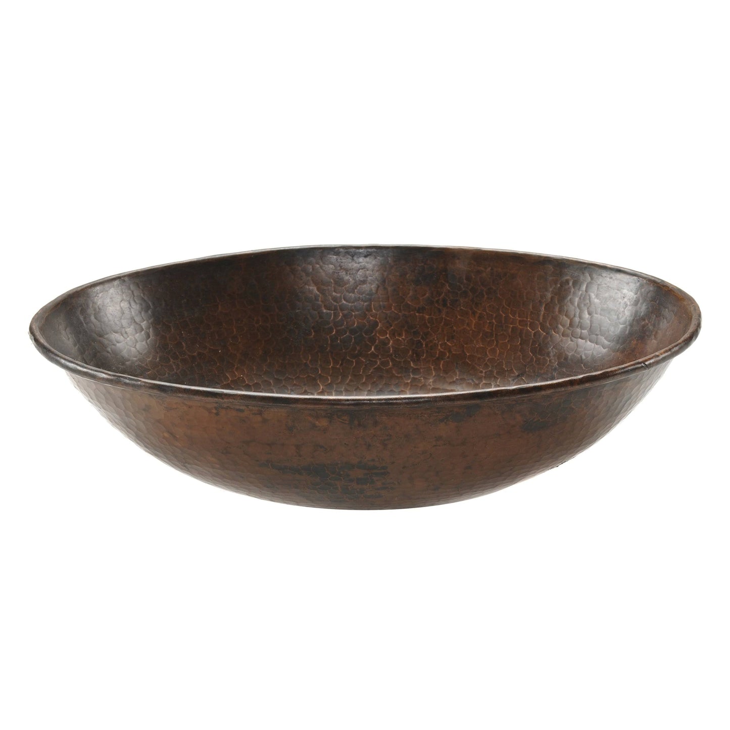 Premier Copper Products VO17WDB Oval Wired Rimmed Vessel Hammered Copper Sink, Bronze