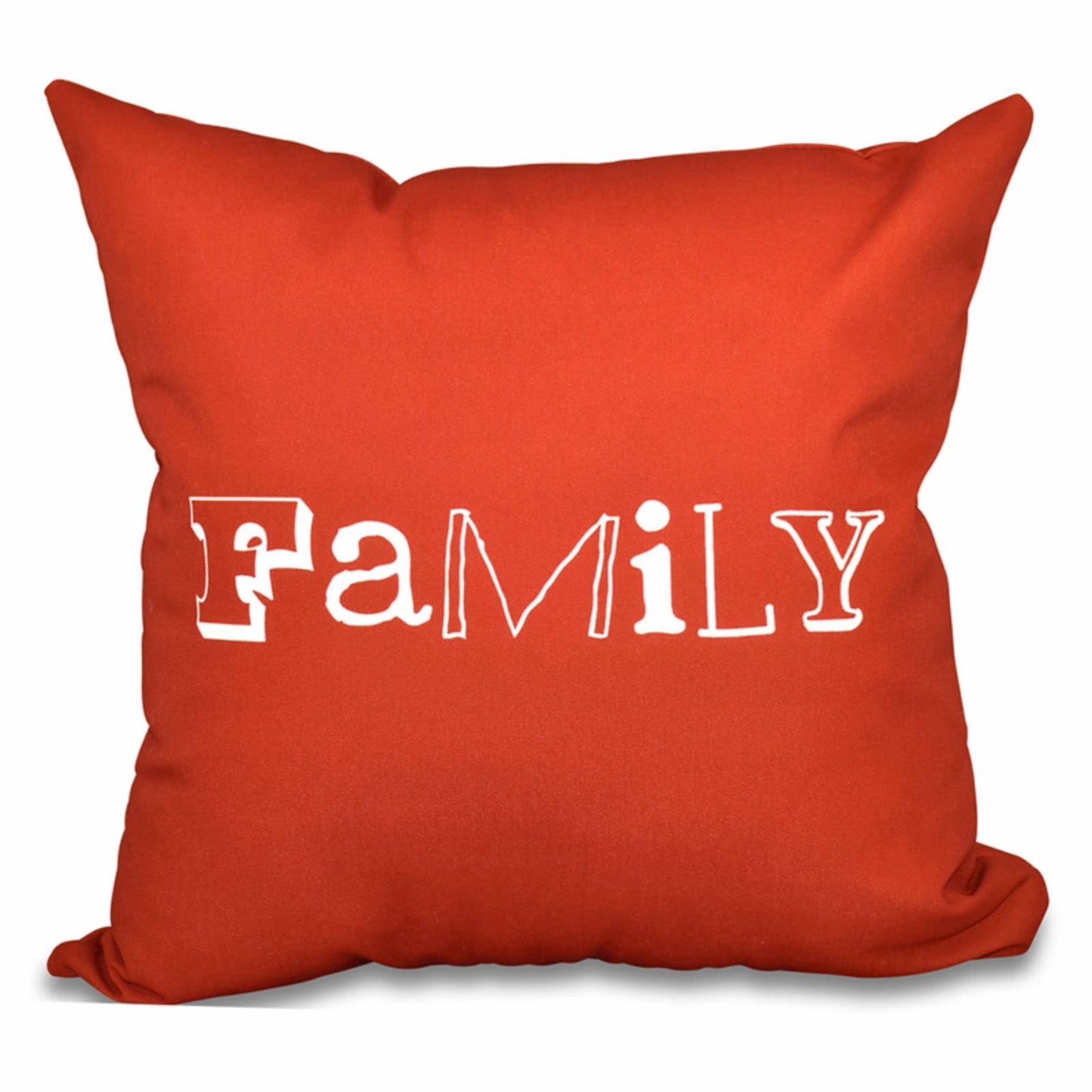 E by Design A Way with Words Family Decorative Pillow, Size 26L x 26W, Orange