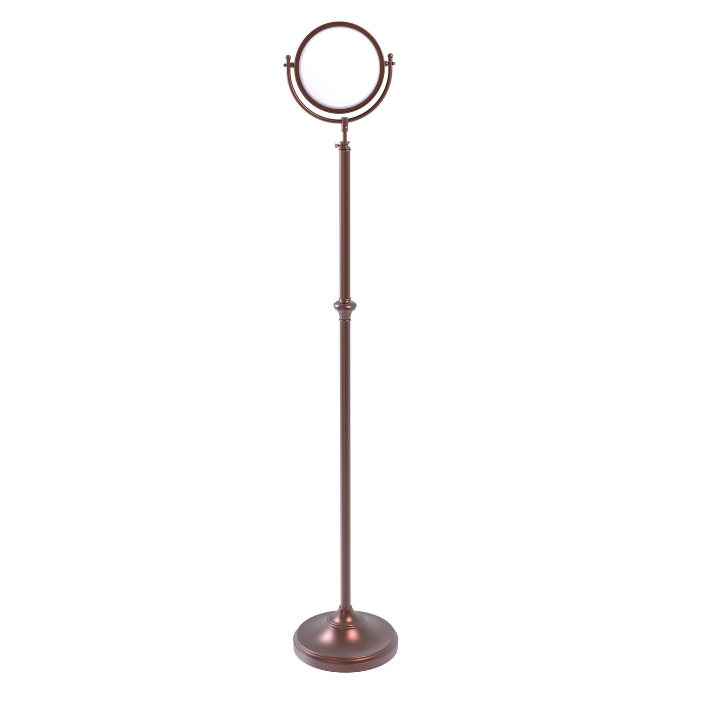 Allied Brass Adjustable Height Floor Standing Make-Up Mirror 8 inch Diameter 4X Magnification Antique Copper