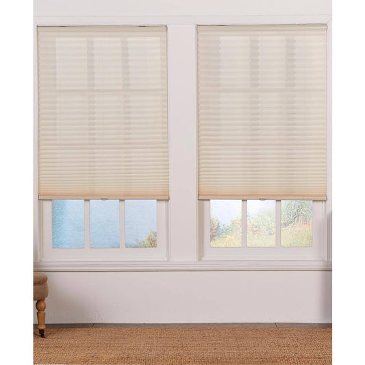 Perfect Lift Window Treatment Cut-to-Width Ecru Cordless Light Filtering Pleated Shade - 51 in. W x 72 in. L, White