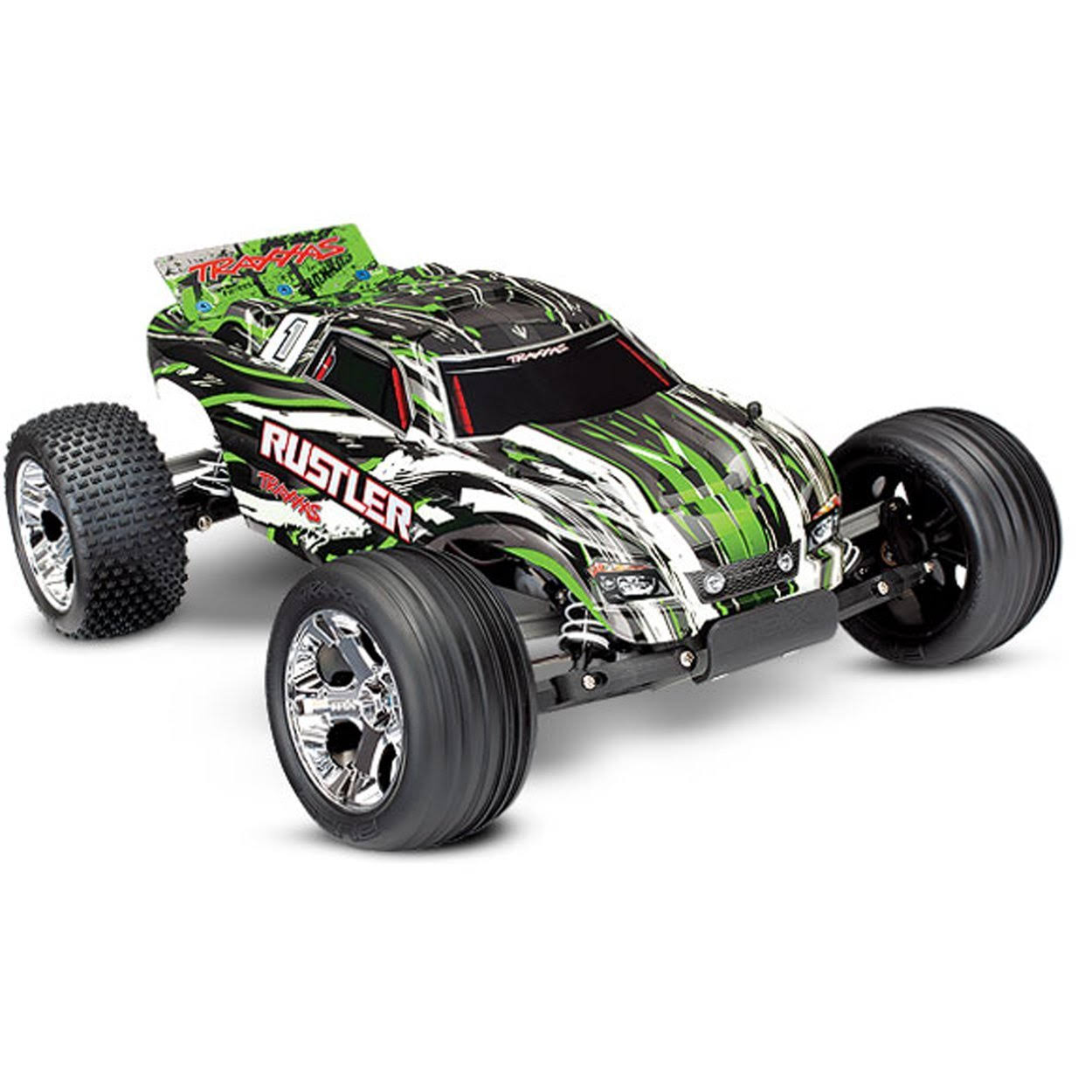 Traxxas Rustler XL-5 RTR RC Truck w/ID Battery Quick Charger, Green