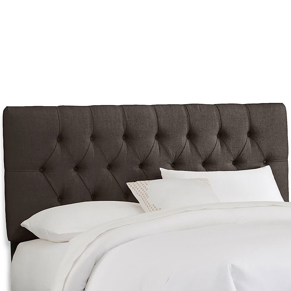 Skyline Furniture Queen Tufted Headboard in Linen Charcoal