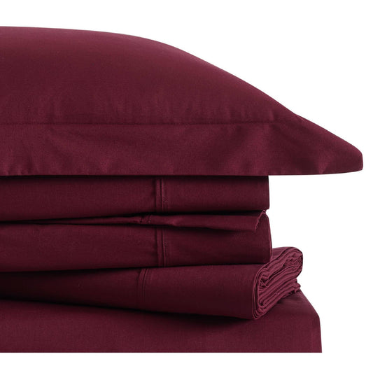 Brooklyn Loom Classic Cotton Burgundy Twin Sheet Set, Red