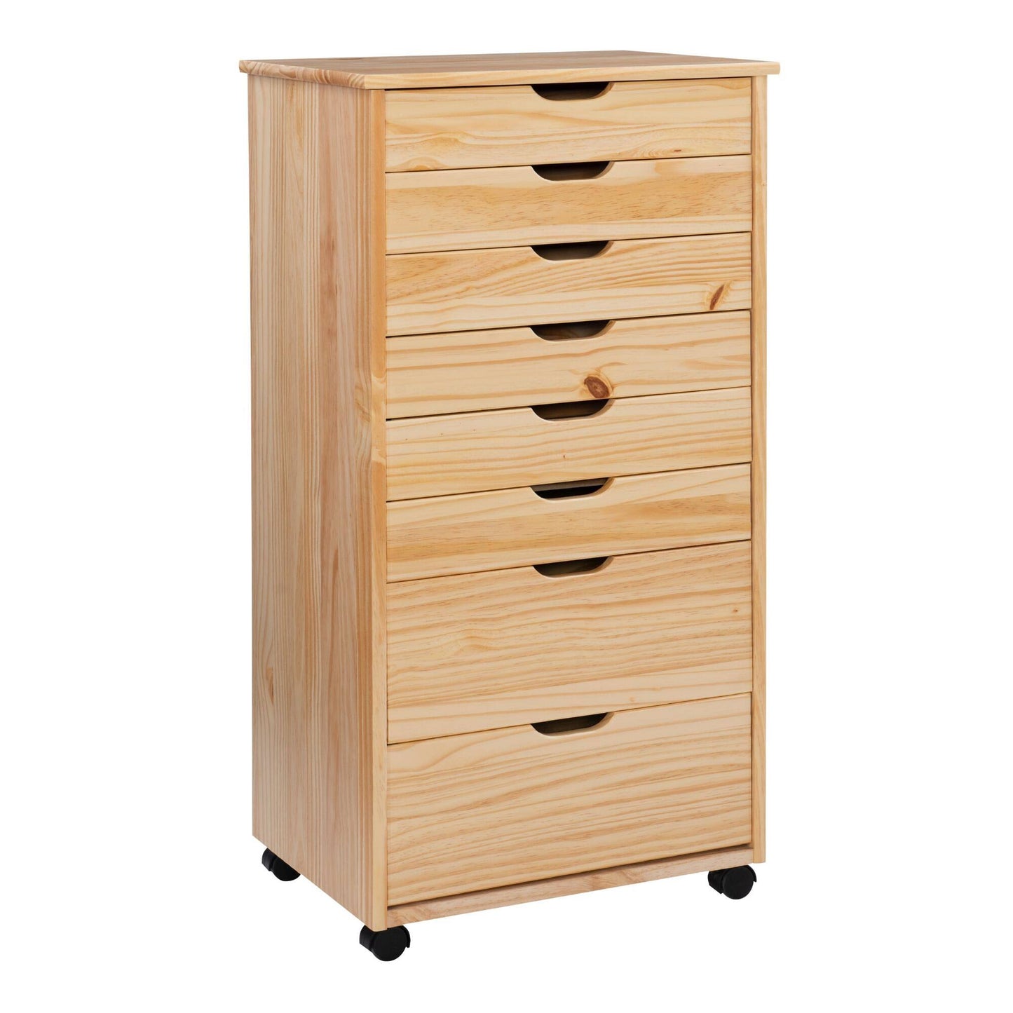 Cary Eight Drawer Rolling Storage Cart, Natural Linon