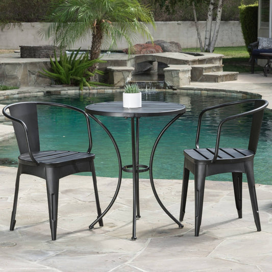 Castro Outdoor 3-Piece Black Cast Bistro Set