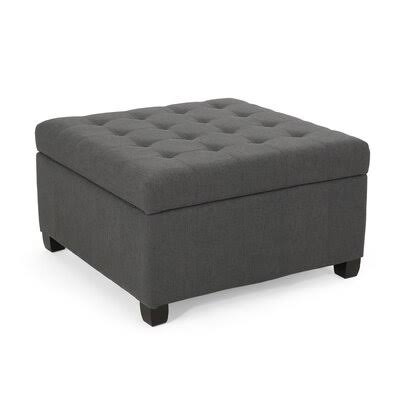 Anikait Tufted Storage Ottoman Winston Porter Fabric Dark Gray