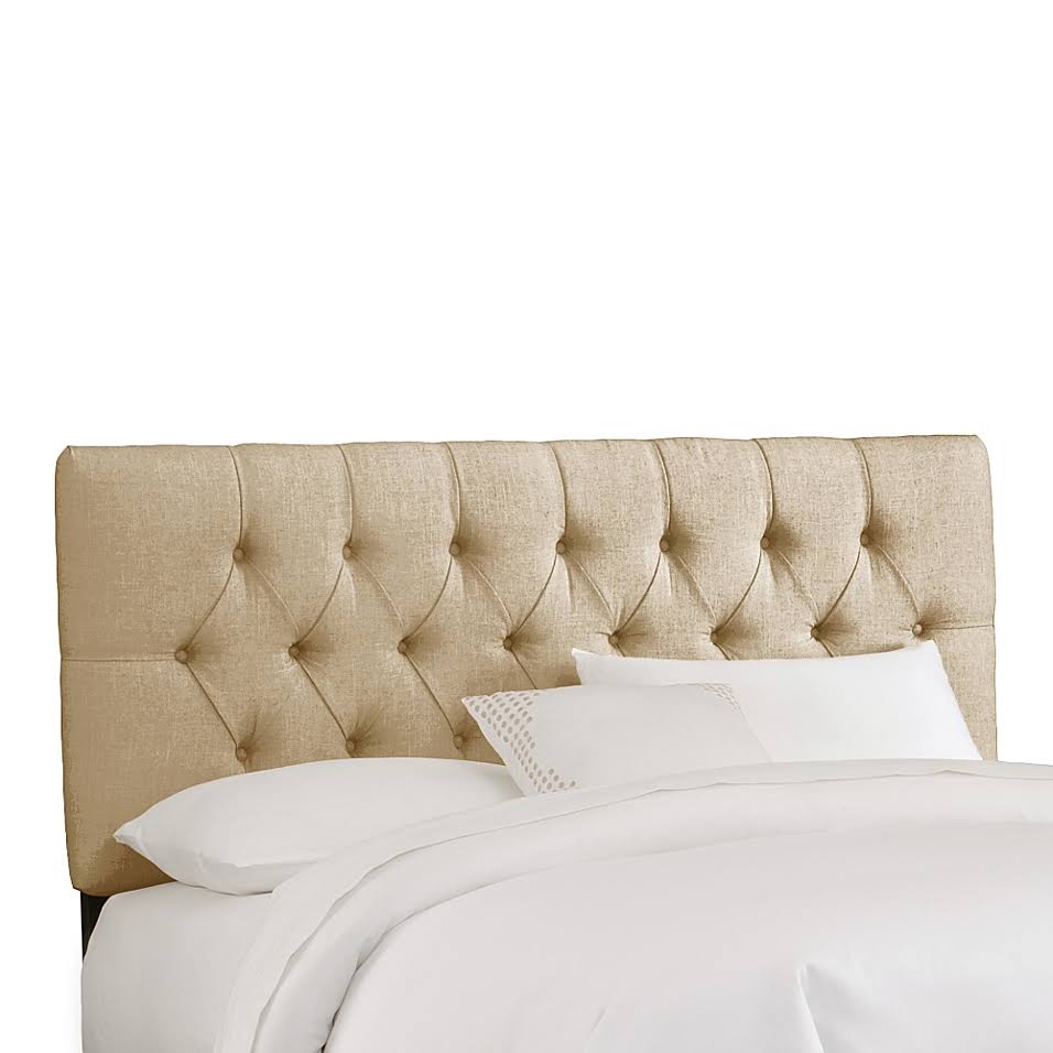 Skyline Furniture Twin Tufted Headboard in Linen Sandstone