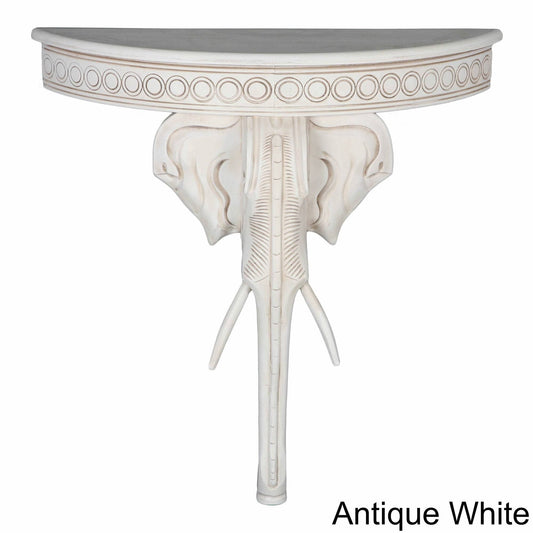 Windsor Carved Wood Elephant Console Table - Antique White