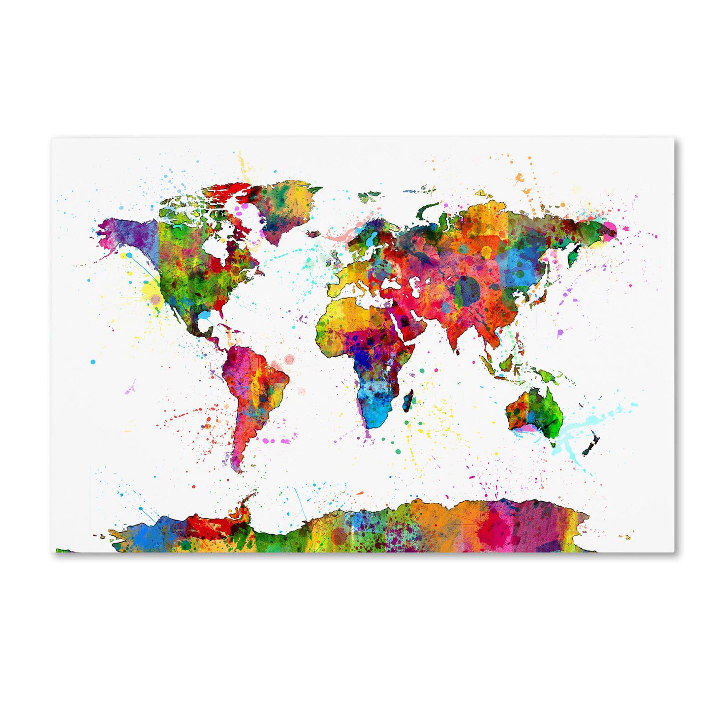 Trademark Fine Art Map of The World Watercolor Canvas Art by Michael Tompsett,