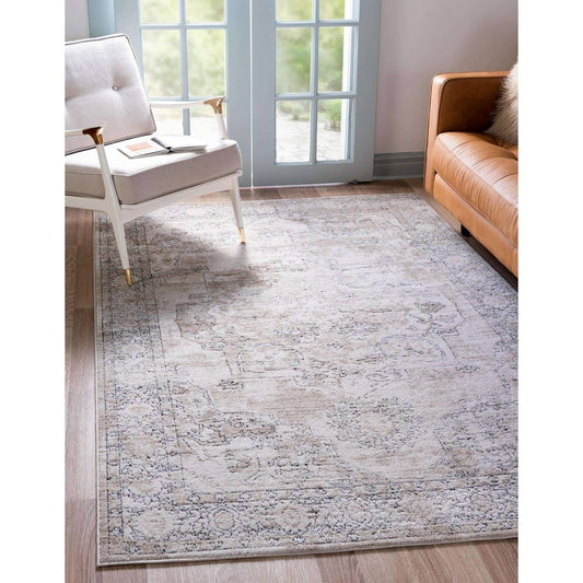 Porch den Reeves Distressed Floral Medallion Area Rug - 7 x 10 - Ivory/Beige