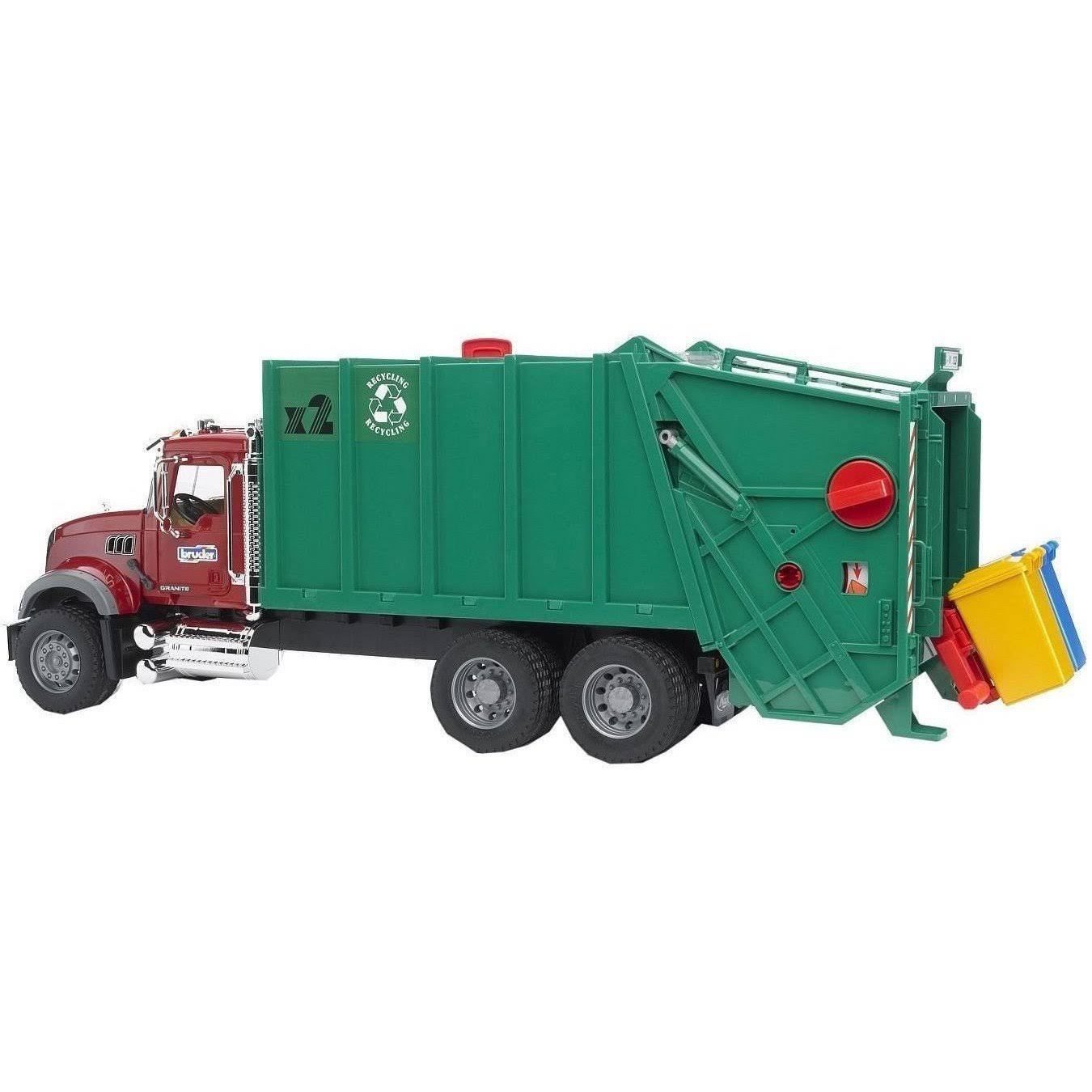 Bruder 02812 Mack Granite Garbage Truck (Ruby Red-Green)