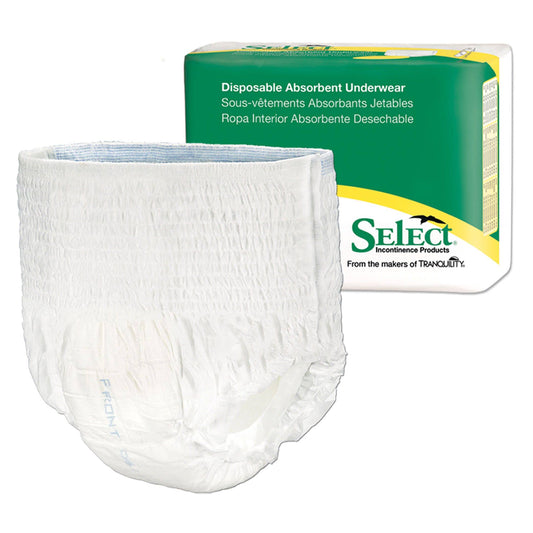 Select Disposable Absorbent Underwear, 2X-Large, Case of 48