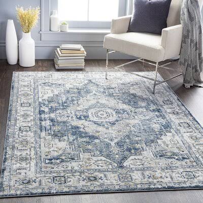 Preetesh Oriental Gray/Blue Area Rug Bungalow Rose Rug Size: Rectangle 710