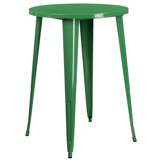 41 Green Round Metal Indoor-Outdoor Bar Height Table - 33717905