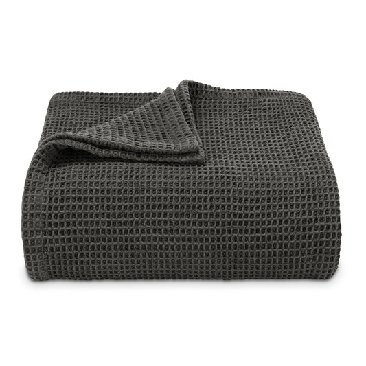 Vera Wang Waffleweave Blanket, Twin, Charcoal