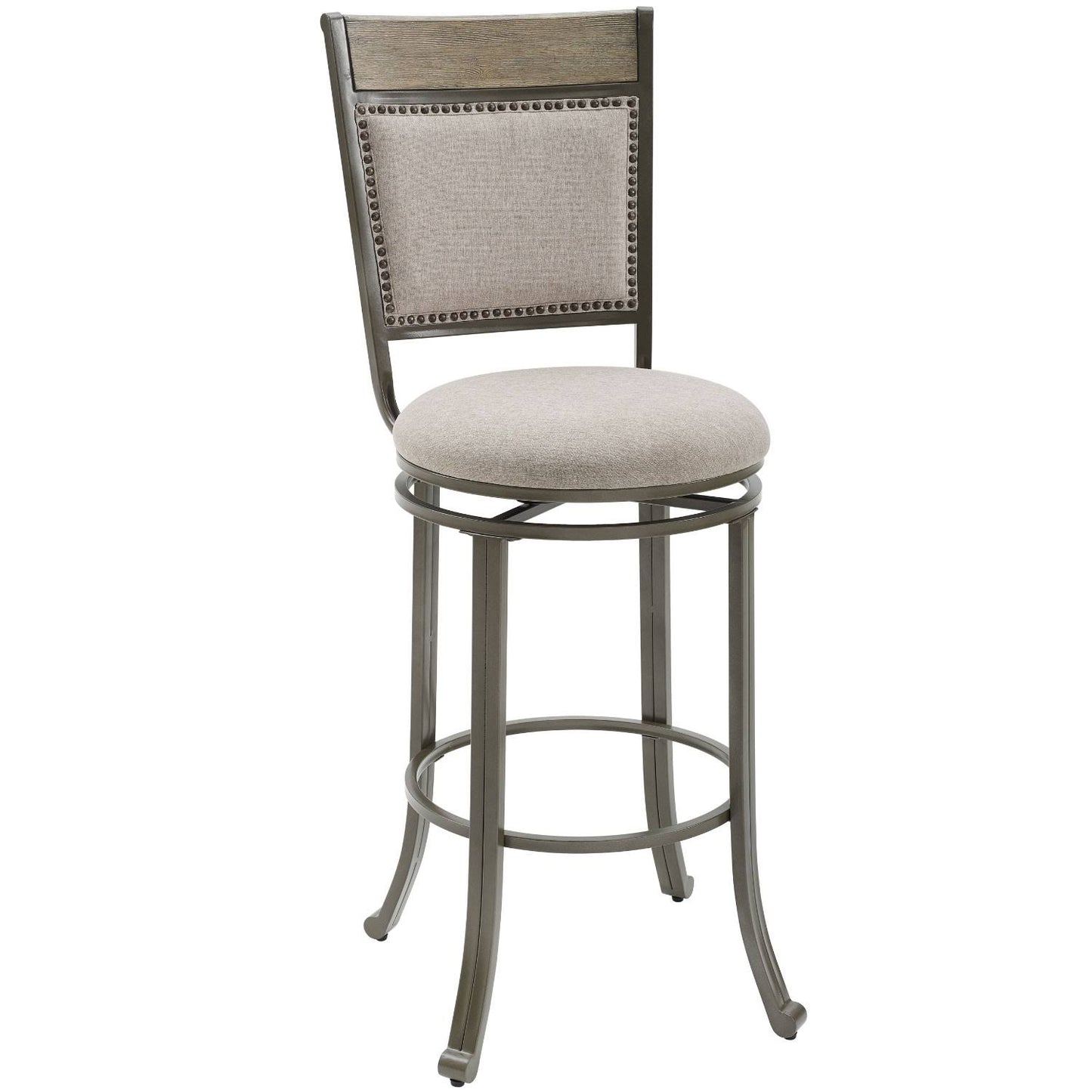 Powell D1283B19BS Franklin Swivel Bar Stool Pewter - Fabric Wood