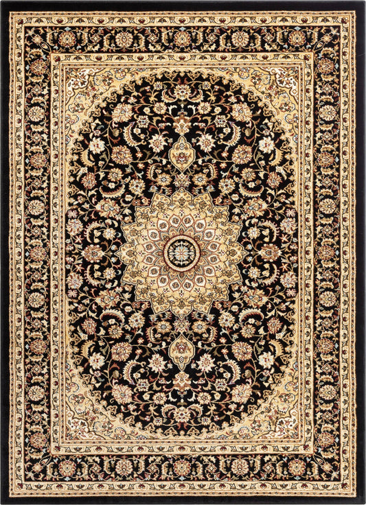 Well Woven Timeless Aviva 53 inch x 73 inch Traditional Medallion Oriental Black Area Rug