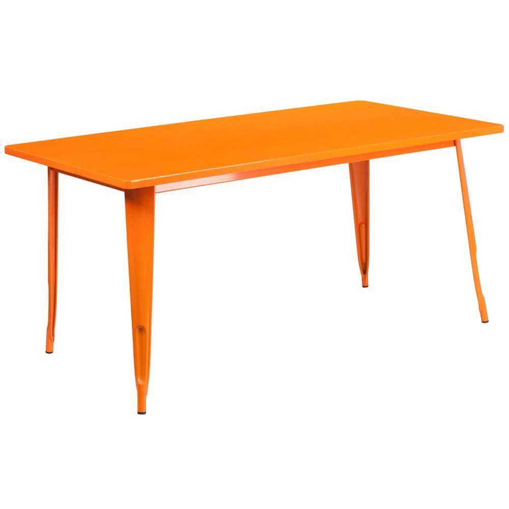 Carnegy Avenue Orange Rectangle Metal Outdoor Bistro Table