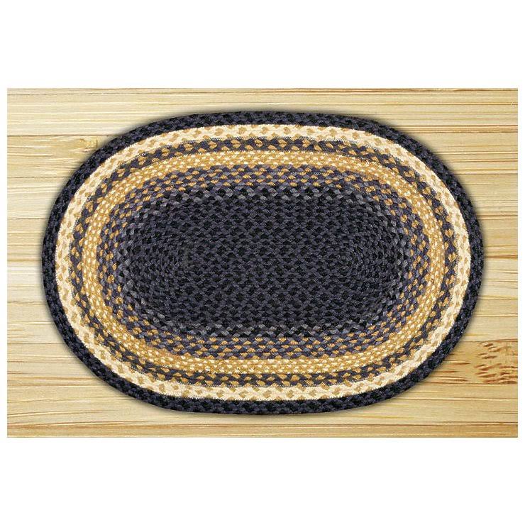 Earth Rugs Oval Light Dark Blue/Mustard Braided Rug 27