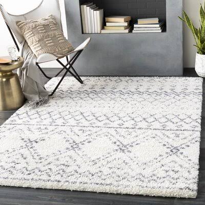 Shiloh Power Loom White/Medium Gray Rug Mistana Rug Size: Rectangle 53