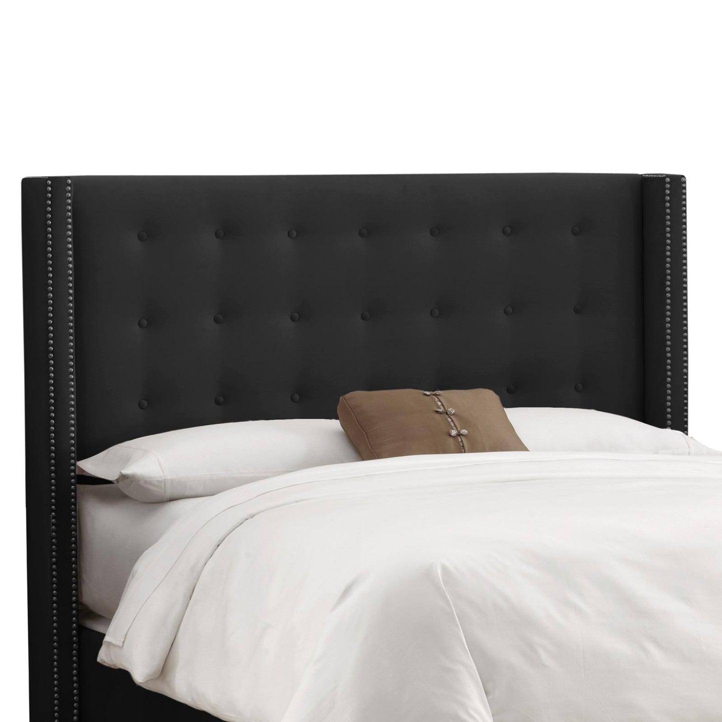 Skyline King Nail Button Tufted Wingback Headboard in Velvet - Black (533NB-PWVLVBLC)