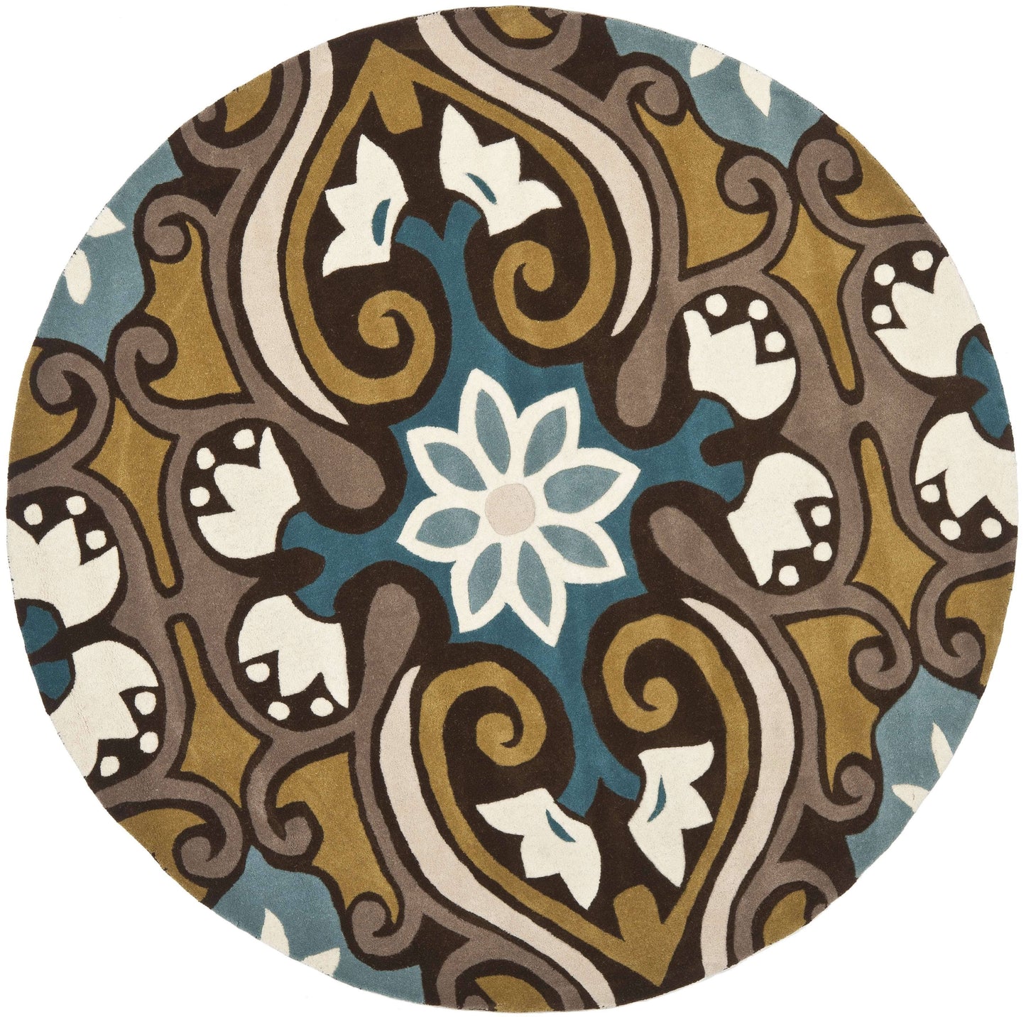 Safavieh Wyndham WYD327A Blue / Multi 7 x 7 Round Area Rug