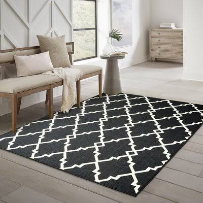 Salerno Geometric Black Indoor / Outdoor Area Rug Charlton Home Rug Size: Rectangle 710