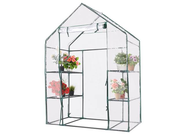 Costway Portable Mini Walk in Outdoor 3 Tier 6 Shelves Greenhouse - Clear