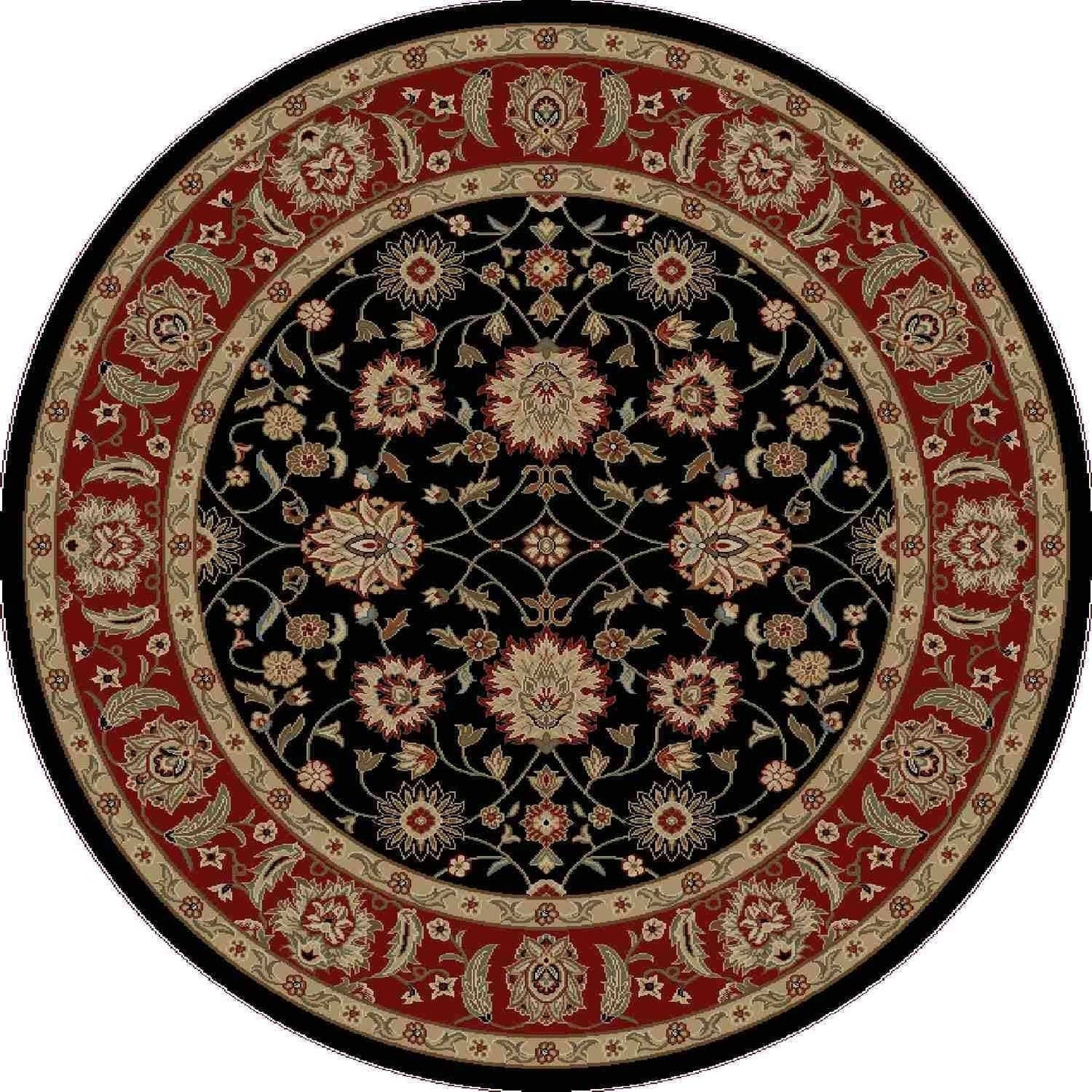 Concord Global Trading Ankara Zeigler Area Rug Black: 5-ft 3-in Round