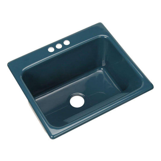 Thermocast Kensington Drop-In Acrylic 25 in. 3-Hole Single Bowl Utility Sink in Teal, Blue 21341