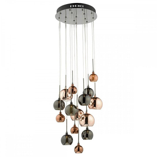 Dar Aurelia 15 Light G4 Spiral Pendant with Copper, Dark Copper Multiple Light Pendant AUR1564