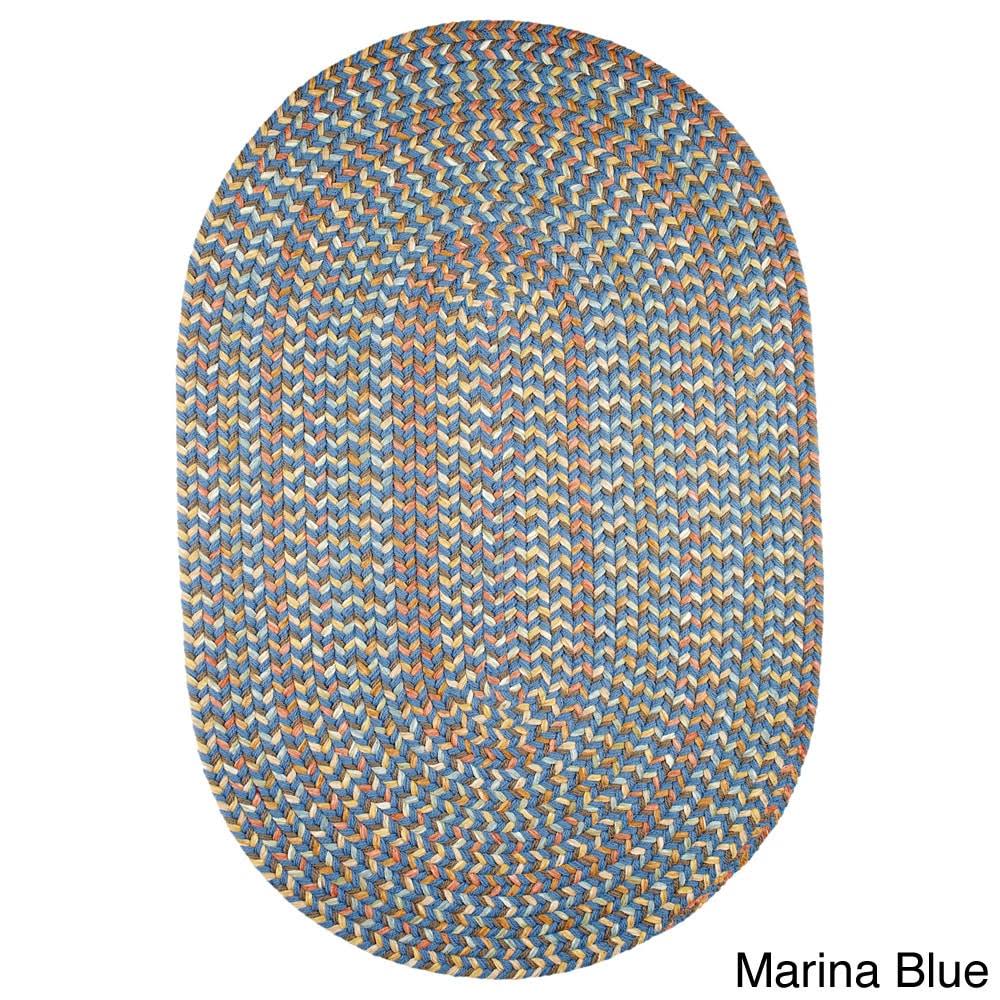 Rhody Rug Cozy Cove Indoor/Outdoor Braided Rug - 5 x 8 Oval - Marina Blue