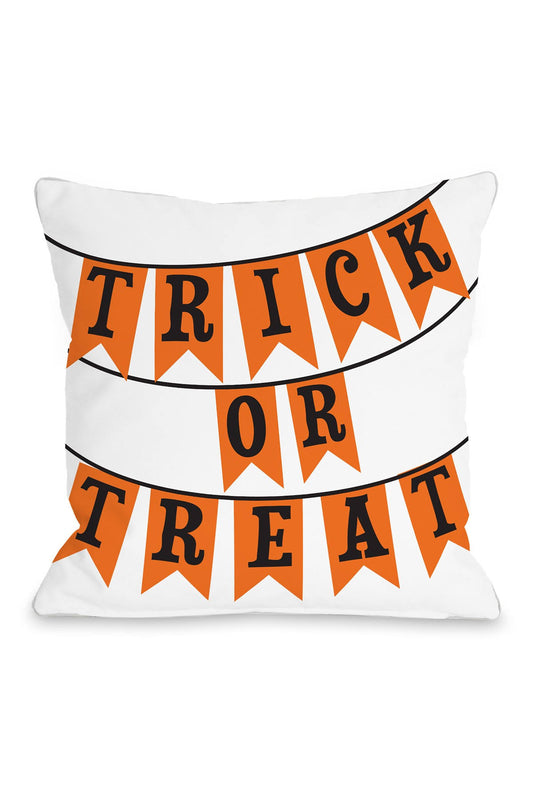 Trick or Treat Banners Pillow - White/Orange/Black