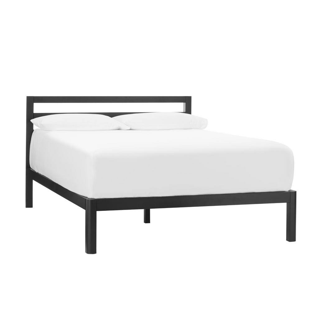 StyleWell Grandon Black Metal Queen Platform Bed with Slats (60 in W. x 14 in H.)