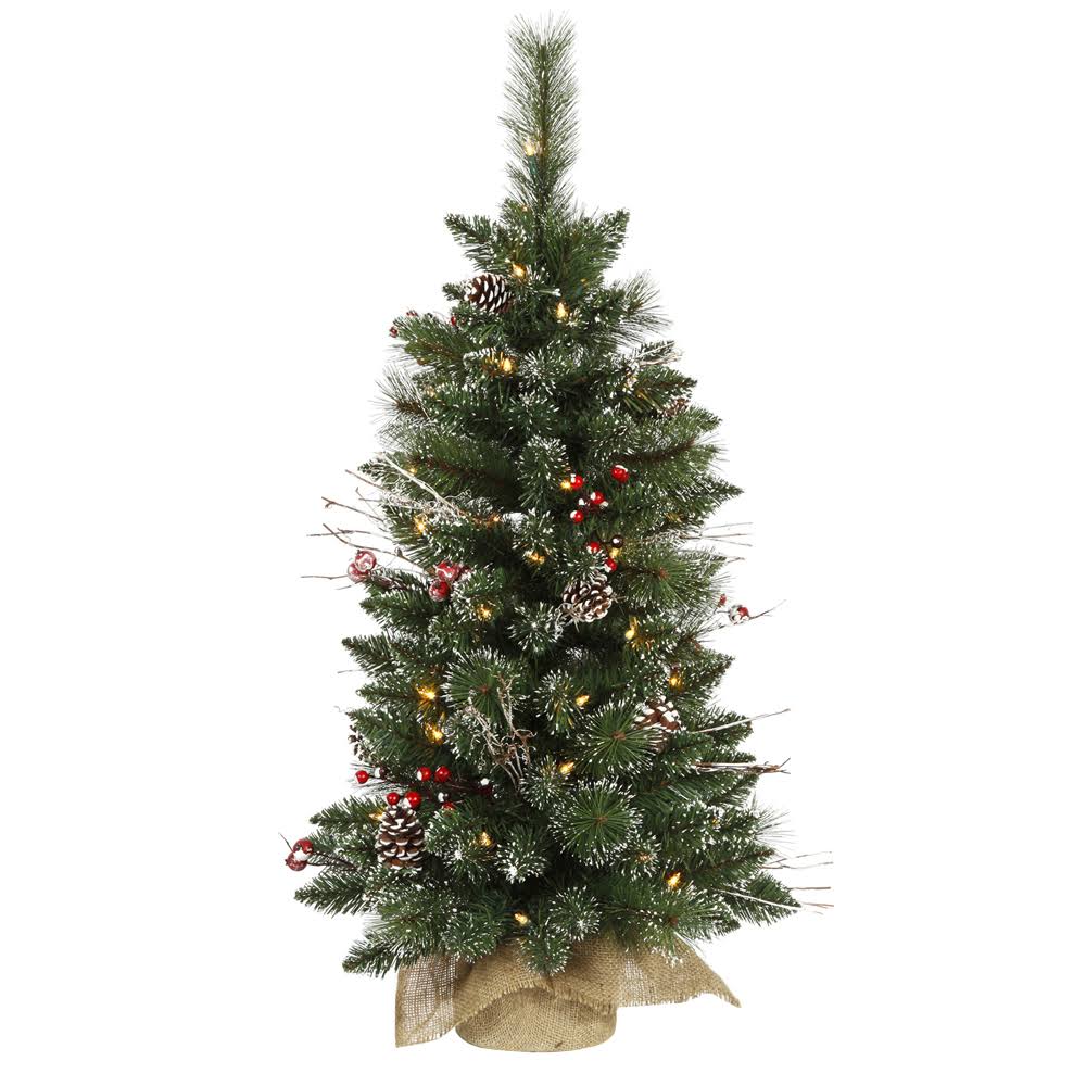 Vickerman 3 Snow Tipped Pine and Berry Artificial Christmas Tree with 50 Clear Lights