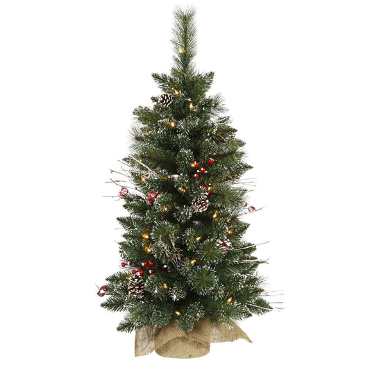 Vickerman 3 Snow Tipped Pine and Berry Artificial Christmas Tree with 50 Clear Lights