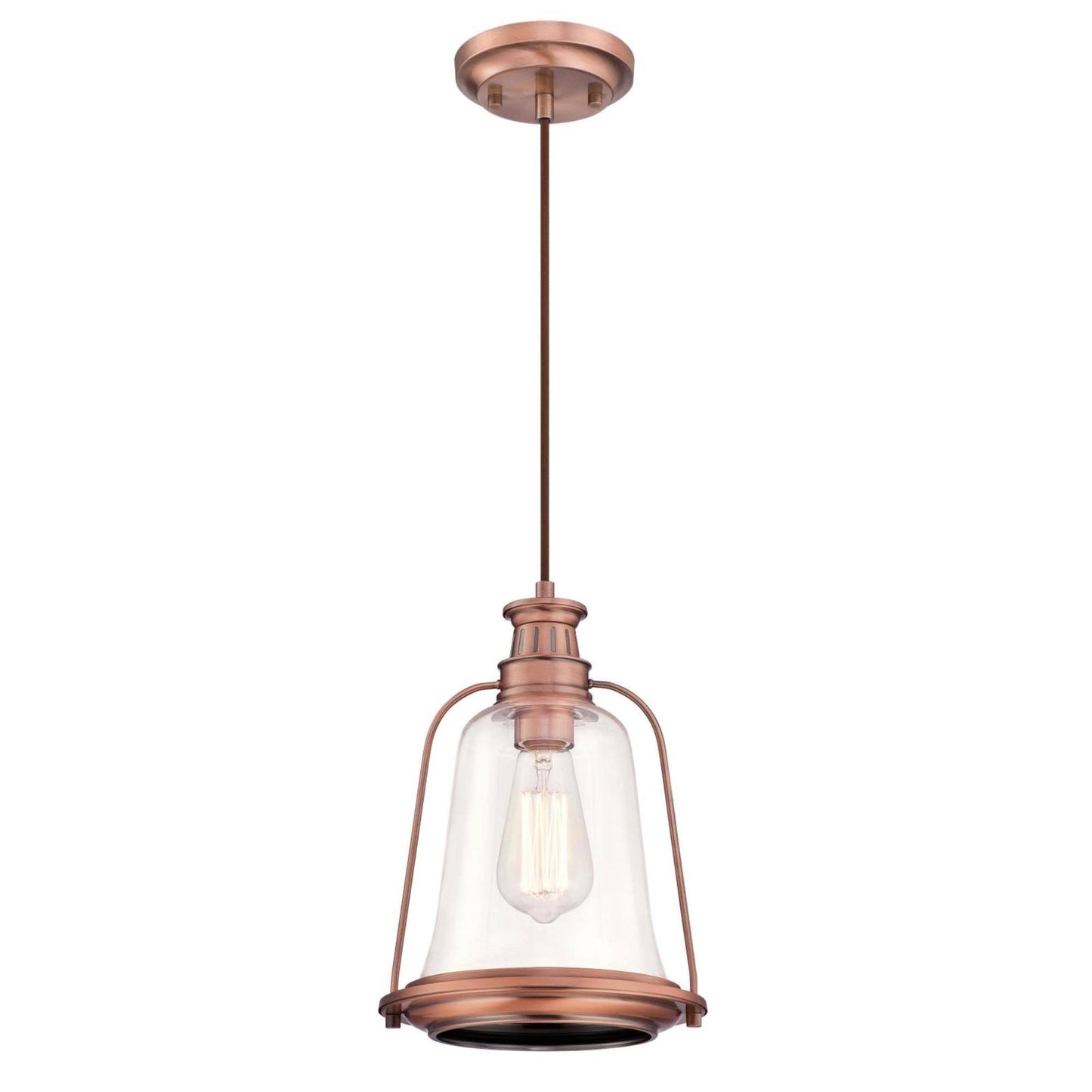 Westinghouse 6361600 Brynn - One Light Mini Pendant Washed Copper Finish with Clear Glass