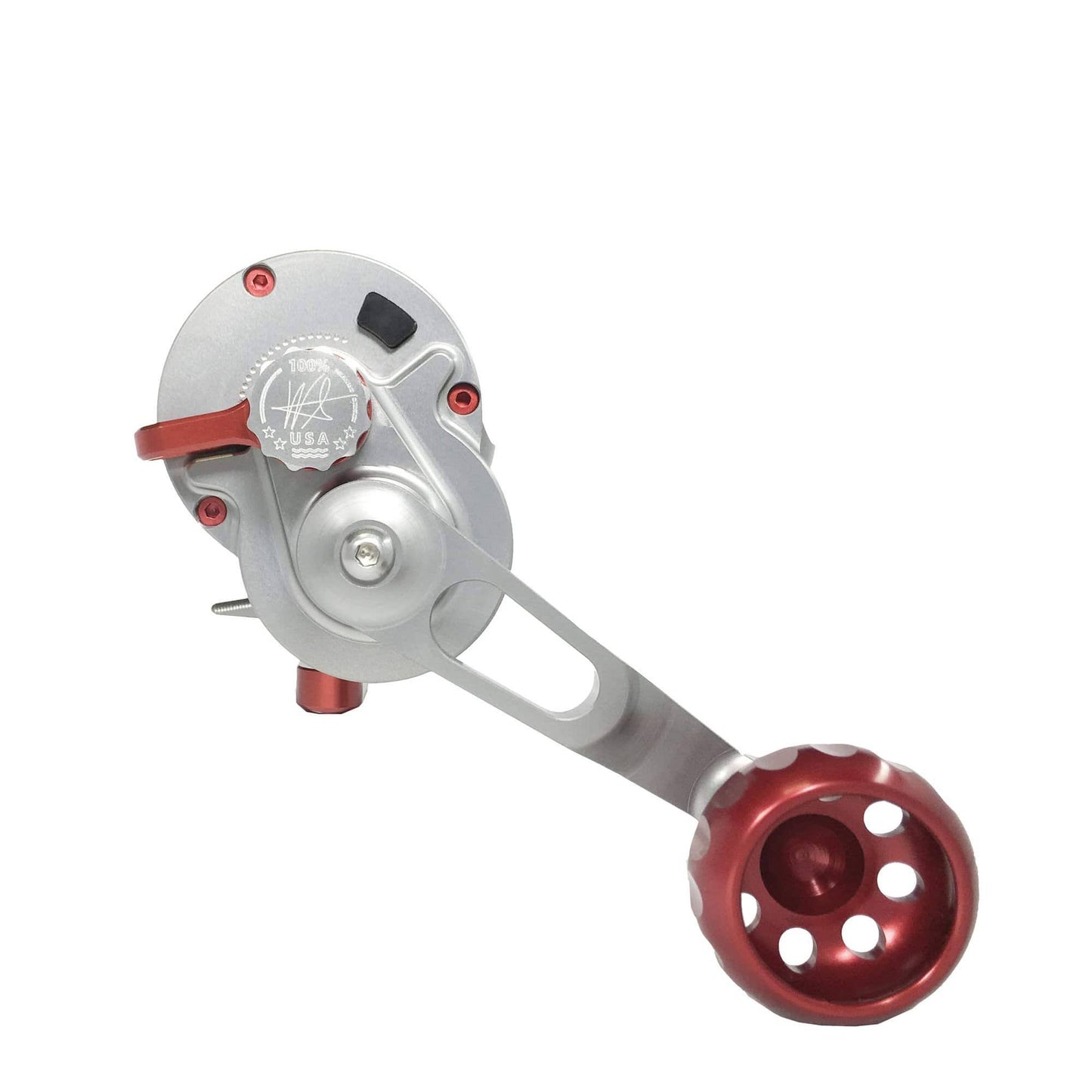 Seigler Reels LGN (Large Game Narrow) Lever Drag Smoke/Red / Left