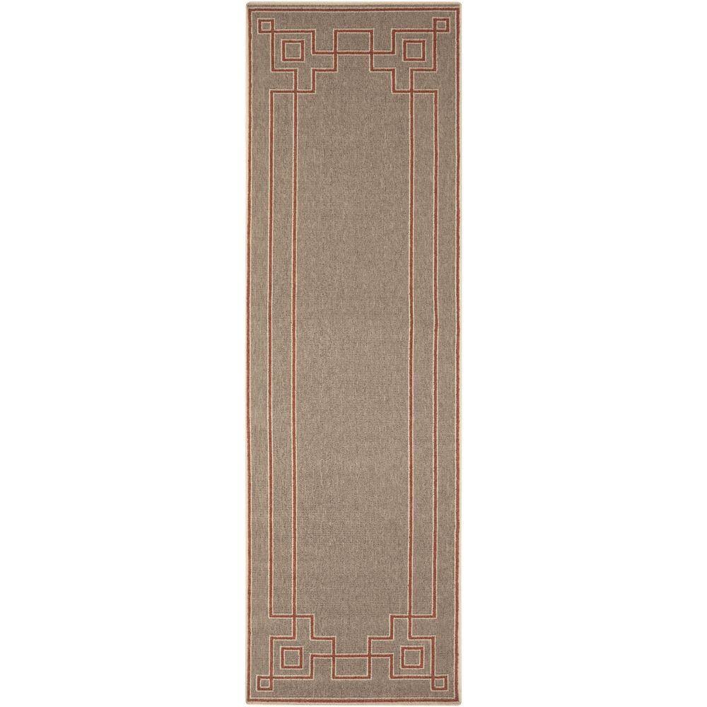 Surya Blanche Framed Geometric Indoor Outdoor Rug - Red - 2x8 ft