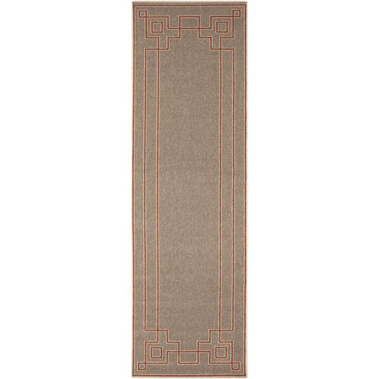 Surya Blanche Framed Geometric Indoor Outdoor Rug - Red - 2x8 ft