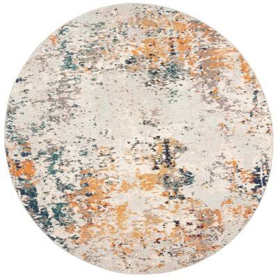 Draylee Abstract Gray/Beige Area Rug Bungalow Rose Rug Size  Round 12