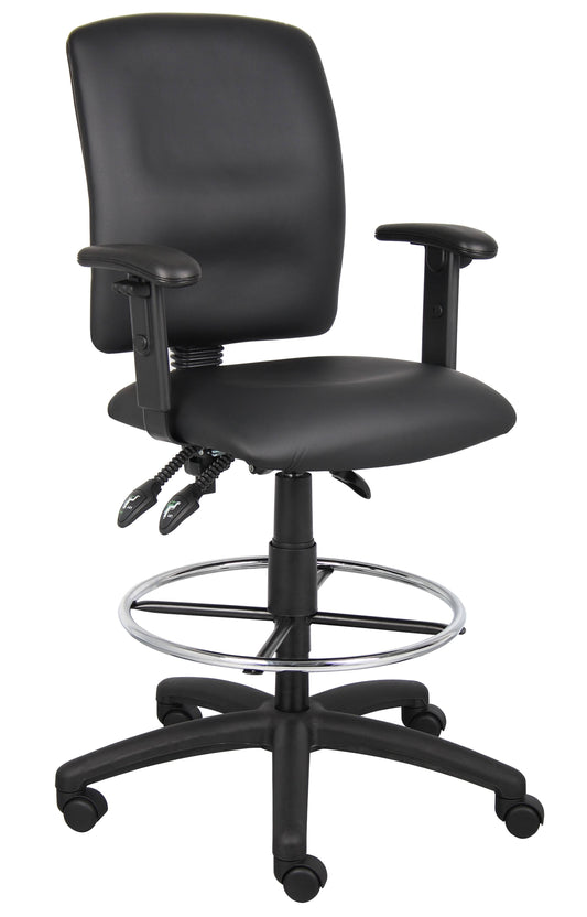 Boss Multi-Function LeatherPlus Drafting Stool with Adjustable Arms