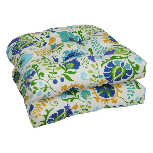 Dining Chair Outdoor Seat Cushion Canora Grey Fabric: Green/Blue