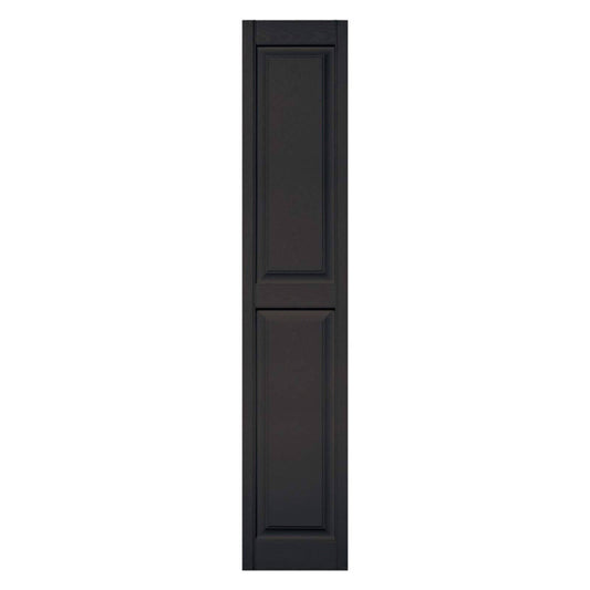 Builders Edge 12 in. x 67 in. Raised Panel Vinyl Exterior Shutters Pair in Musket Brown