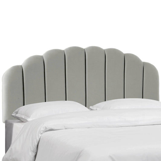 Twin Shell Headboard Silver Faux Silk - Skyline Furniture