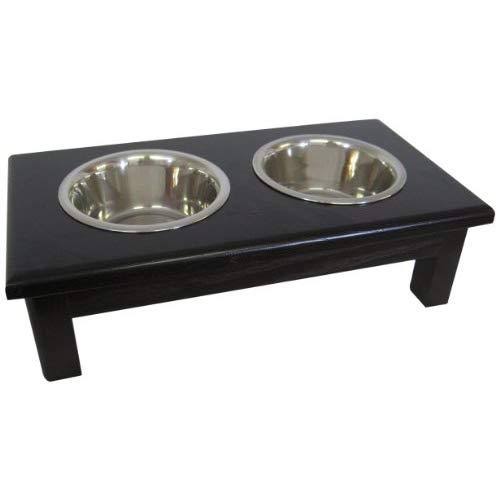 Classic Pet Beds 2-Bowl Traditional Style Ash Pet Diner, Small, Espres