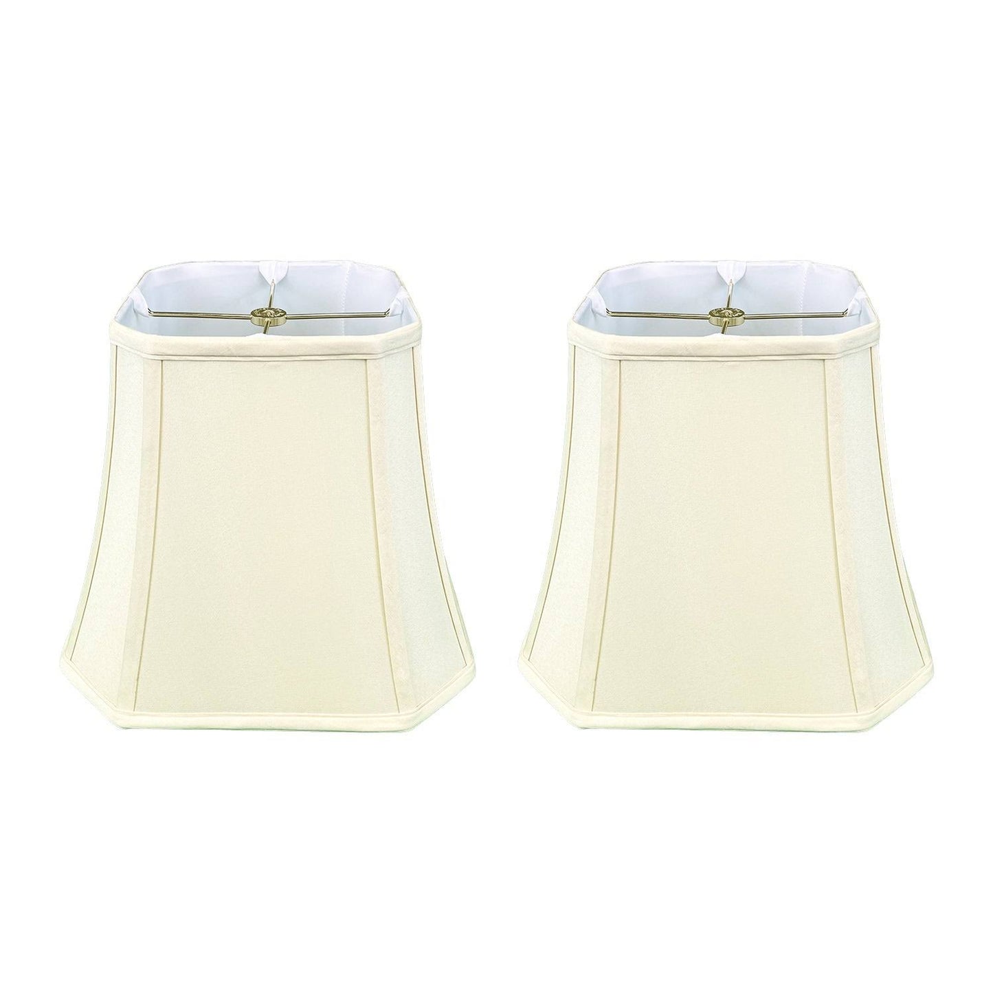 Royal Designs Square Cut Corner Bell Lamp Shade, Eggshell, 7.5 inch x 12 inch x 10.25 inch, Set of 2, Beige