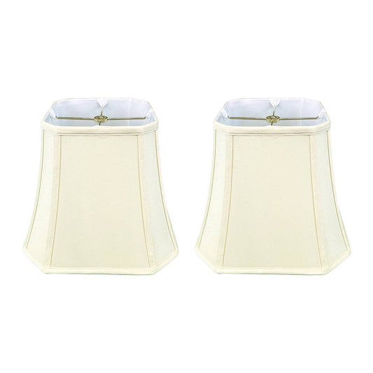 Royal Designs Square Cut Corner Bell Lamp Shade, Eggshell, 7.5 inch x 12 inch x 10.25 inch, Set of 2, Beige