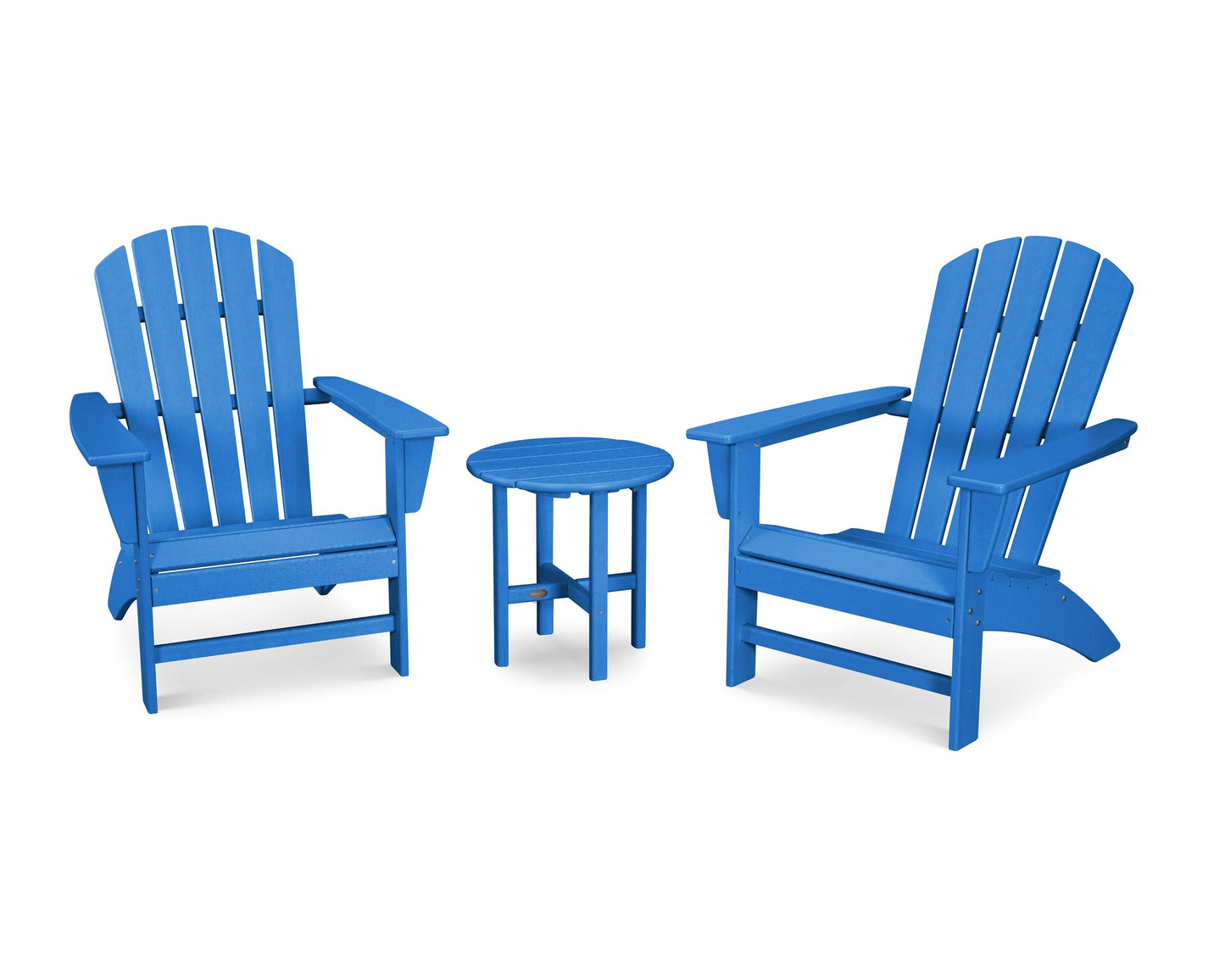 POLYWOOD Nautical 3-Piece Adirondack Chair Set in Pacific Blue