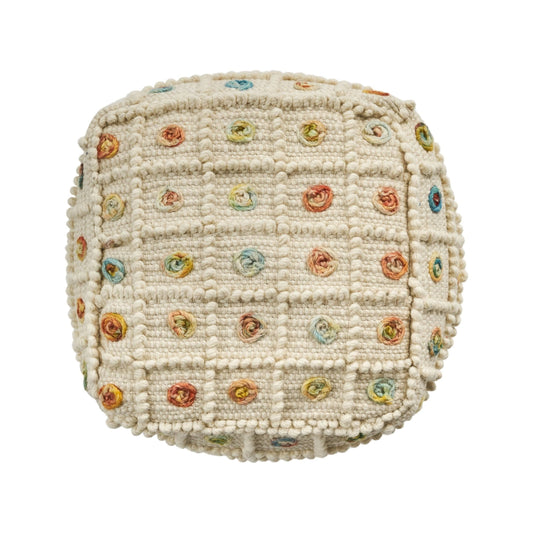 Cloverleaf Boho Cube Wool and Cotton Pouf by Christopher Knight Home - 16.00